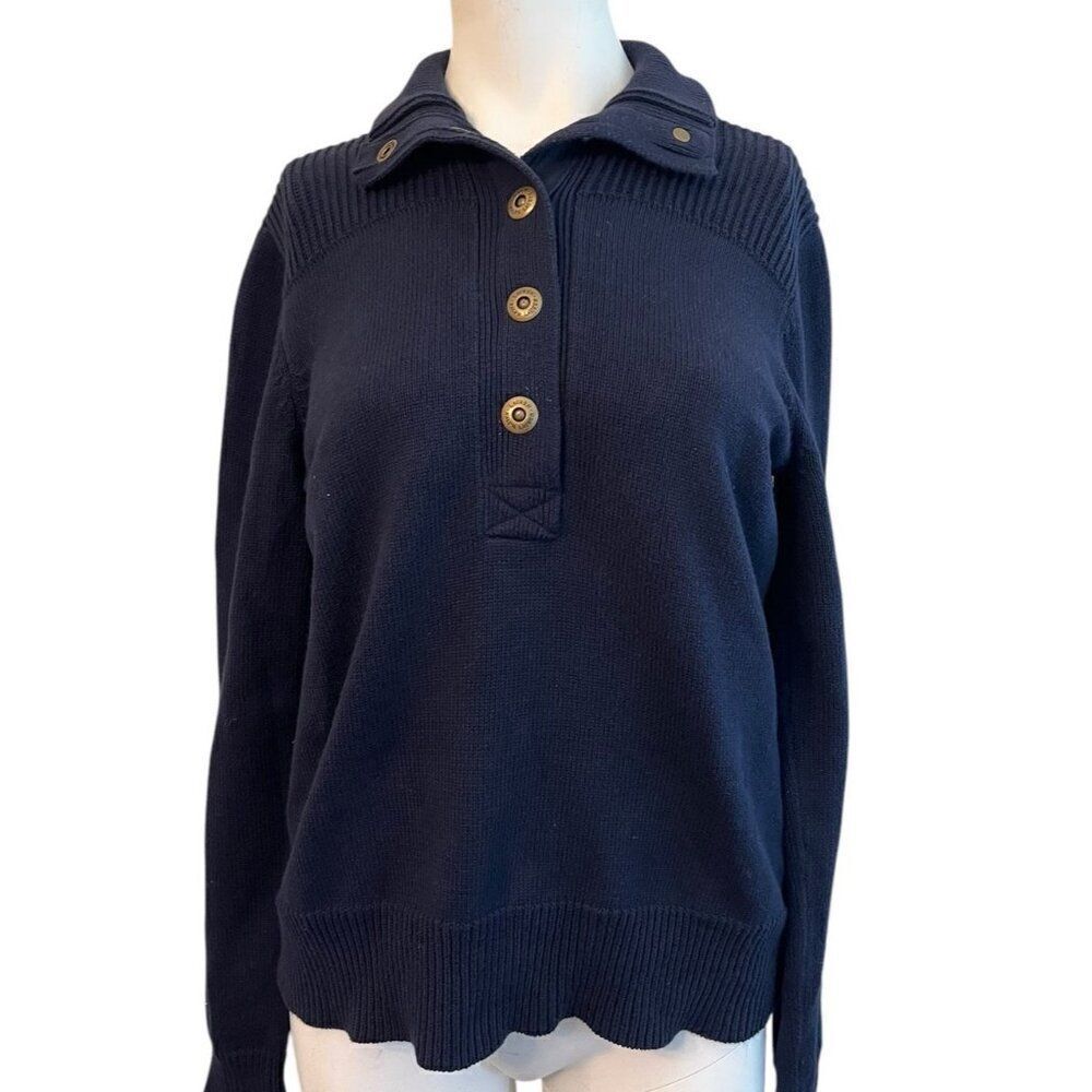 Lauren Ralph Lauren Sweater Womens Medium Navy Blue Snap Button Pullover